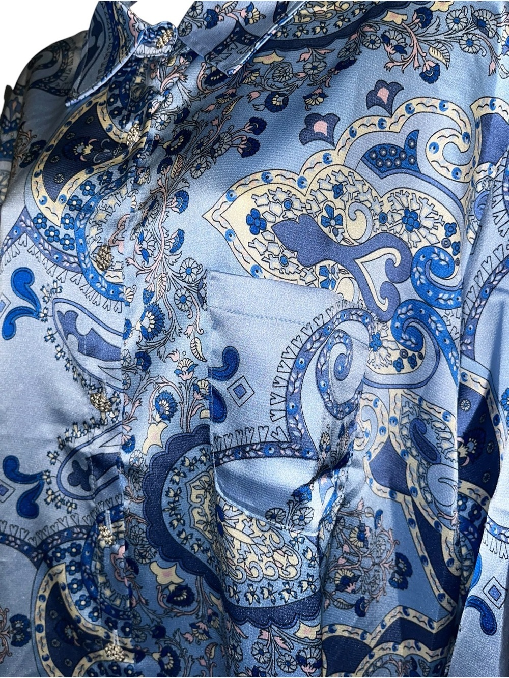 🌸POL M Blue Paisley Button-Down Shirt P003 - Picture 6 of 6